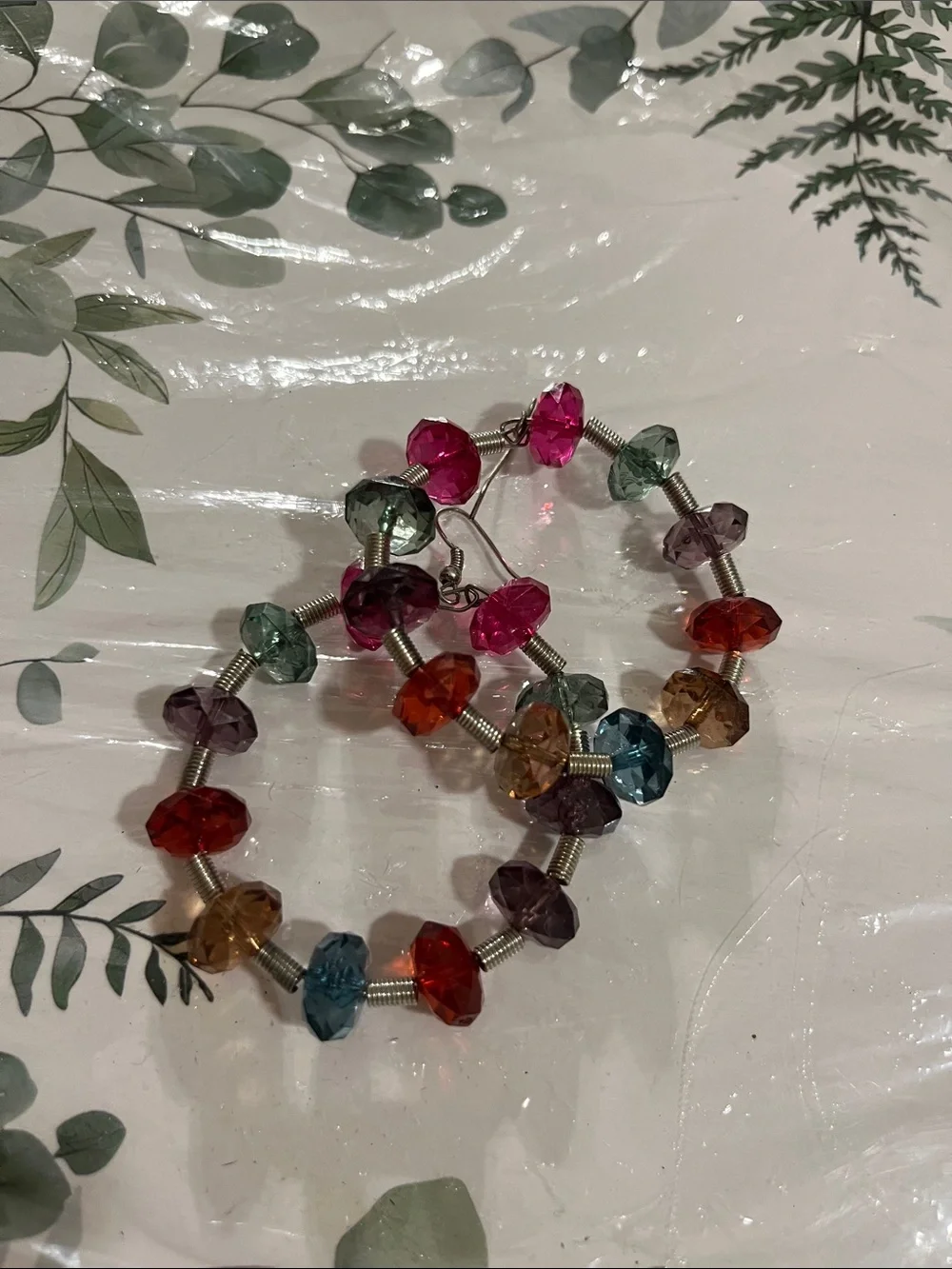 Multicolor Beaded Hoop Earrings - Women Jewelry